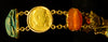 Egyptian Revival Gold Bracelet with Ancient Stone Scarabs and Gold Coins - Art for Eternity