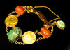 Egyptian Revival Gold Bracelet with Ancient Stone Scarabs and Gold Coins - Art for Eternity