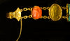 Egyptian Revival Gold Bracelet with Ancient Stone Scarabs and Gold Coins - Art for Eternity