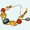 Egyptian Revival Gold Bracelet with Ancient Stone Scarabs and Gold Coins - Art for Eternity