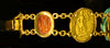 Egyptian Revival Gold Bracelet with Ancient Stone Scarabs and Gold Coins - Art for Eternity