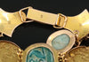 Egyptian Revival Gold Bracelet with Ancient Stone Scarabs and Gold Coins - Art for Eternity