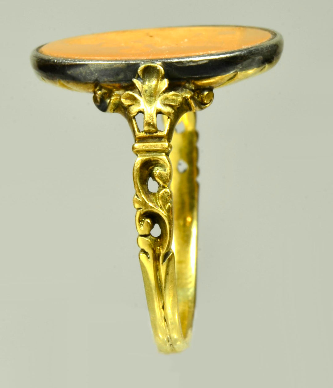 Ancient Roman Chalcedony Intaglio Set in Victorian Gold Ring