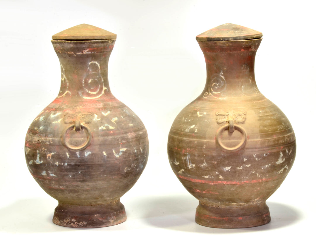 Ancient Chinese Pottery Pair of 'Hu' Vases