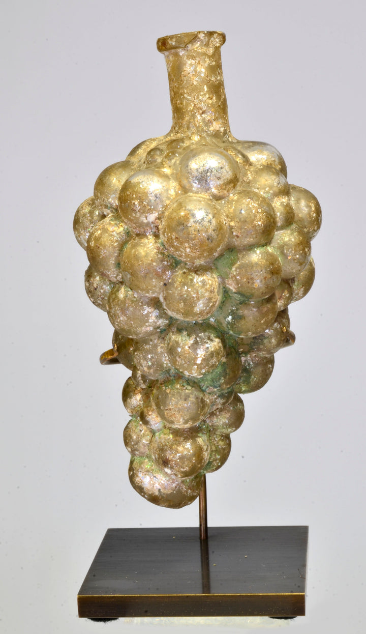Choice Roman Mold Blown Glass Grape Cluster Vessel
