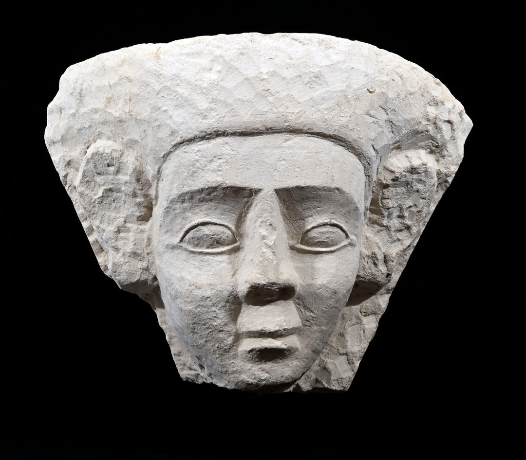 Egyptian Limestone Anthropoid Mask