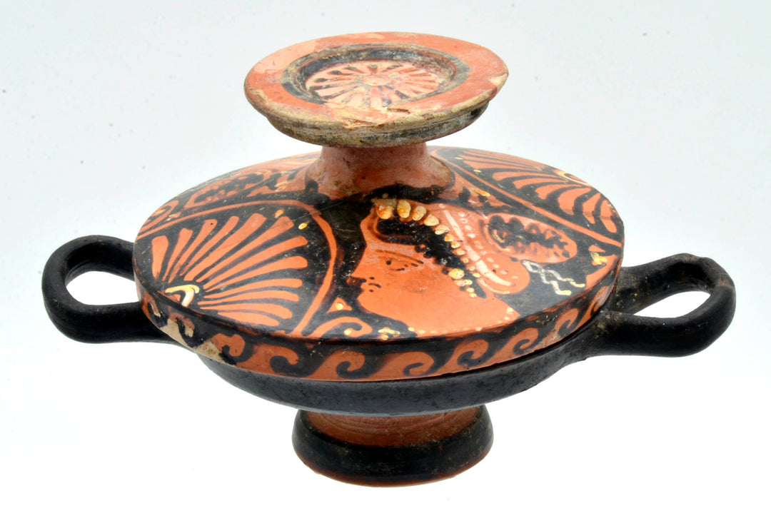 Greek Red Figure ’Lady of Fashion’ Covered Lekanis