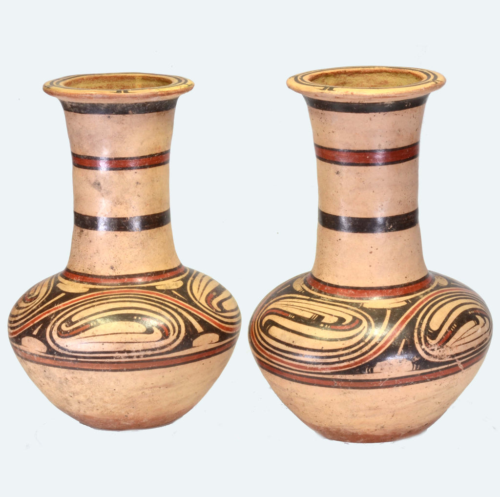 Match Pair Cocle Long Necked Decorated Amphoras (2) - Art for Eternity