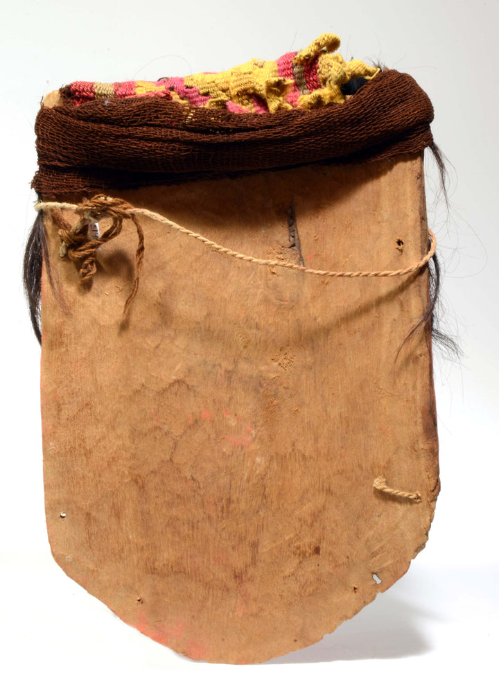 Chancay Red Painted Wood Face Mask