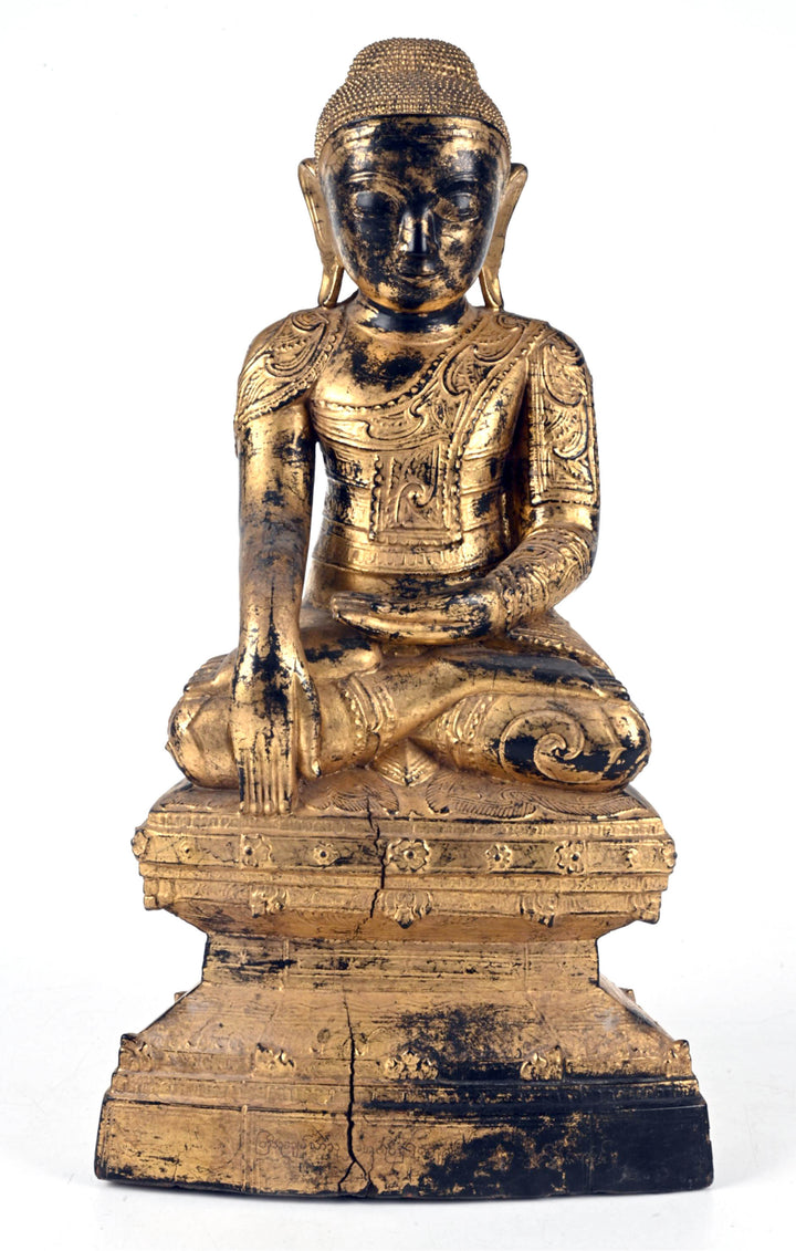 Burmese Gilt Wood Seated Buddha