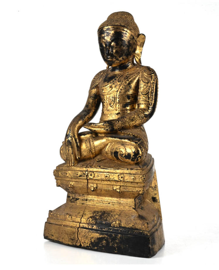 Burmese Gilt Wood Seated Buddha
