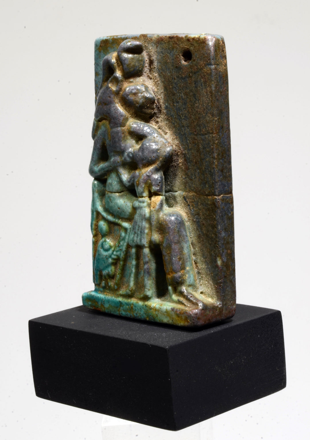 Egyptian Faience  Amuletic  Plaque of Sekhmet Suckling Horus