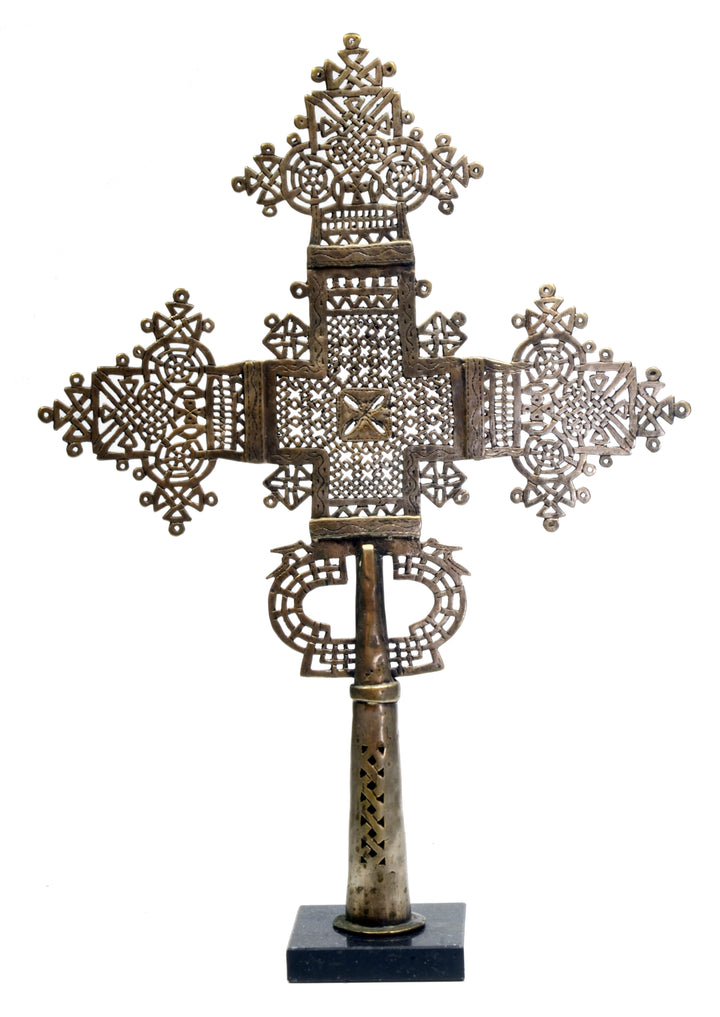 Ornate Ethiopian Coptic Silver Processional Cross - Art for Eternity