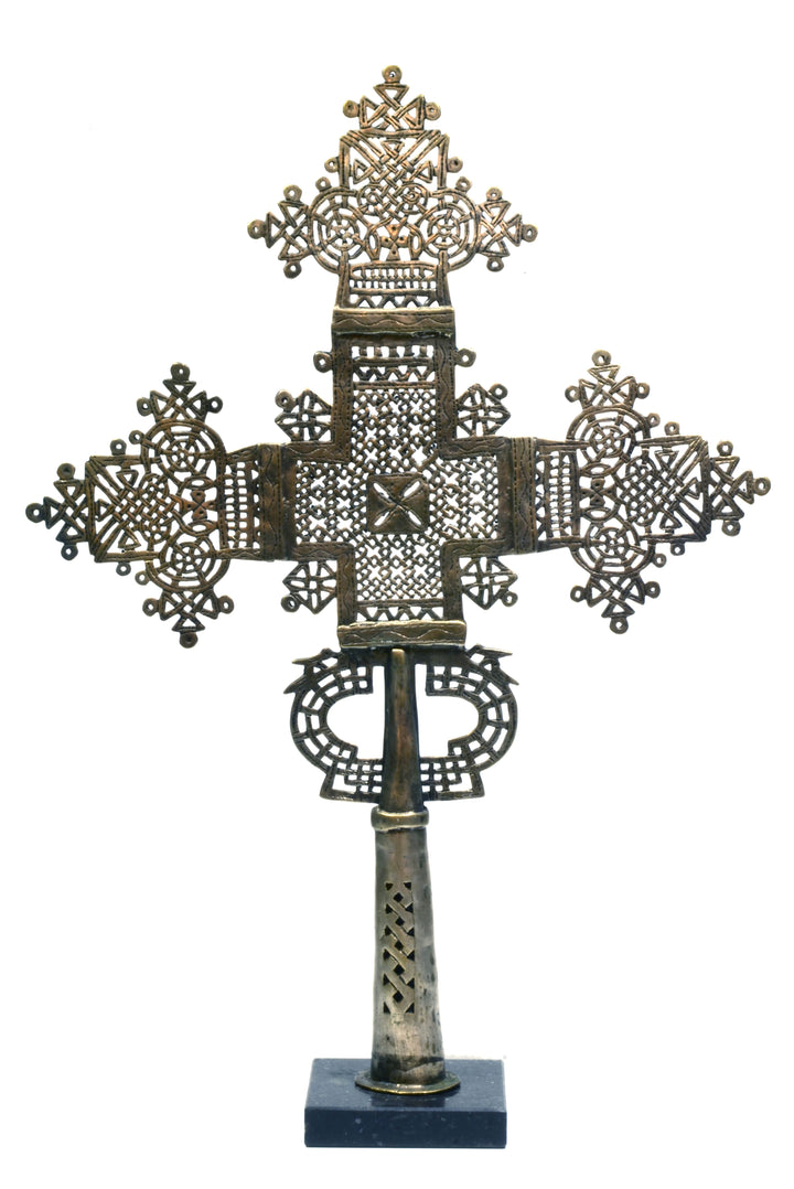 Ornate Ethiopian Coptic Silver Processional Cross