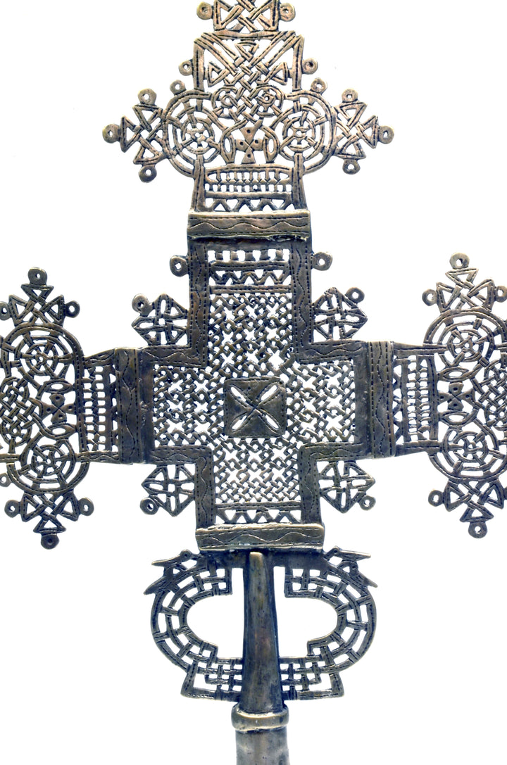 Ornate Ethiopian Coptic Silver Processional Cross