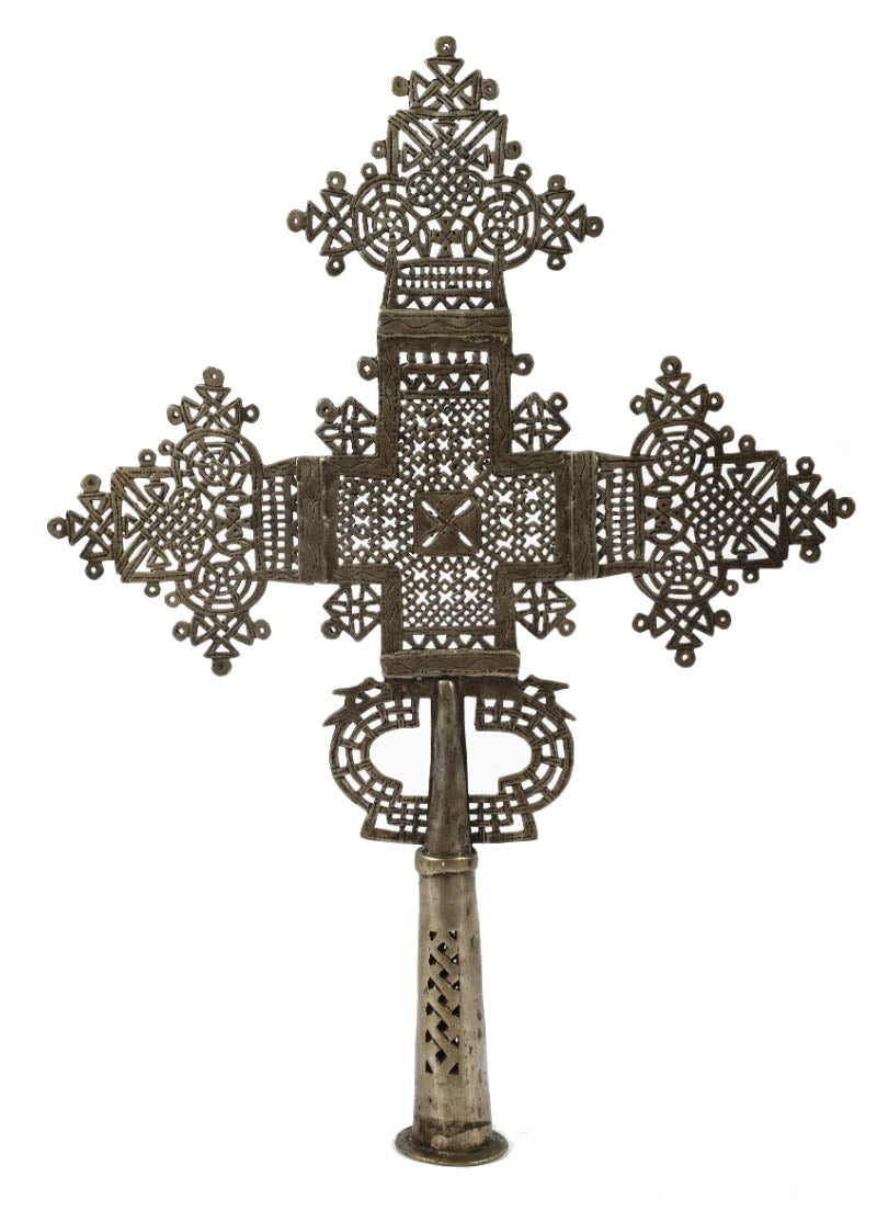 Ornate Ethiopian Coptic Silver Processional Cross - Art for Eternity