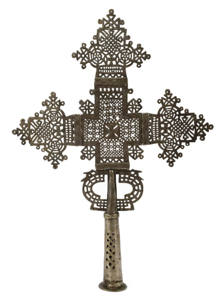 Ornate Ethiopian Coptic Silver Processional Cross