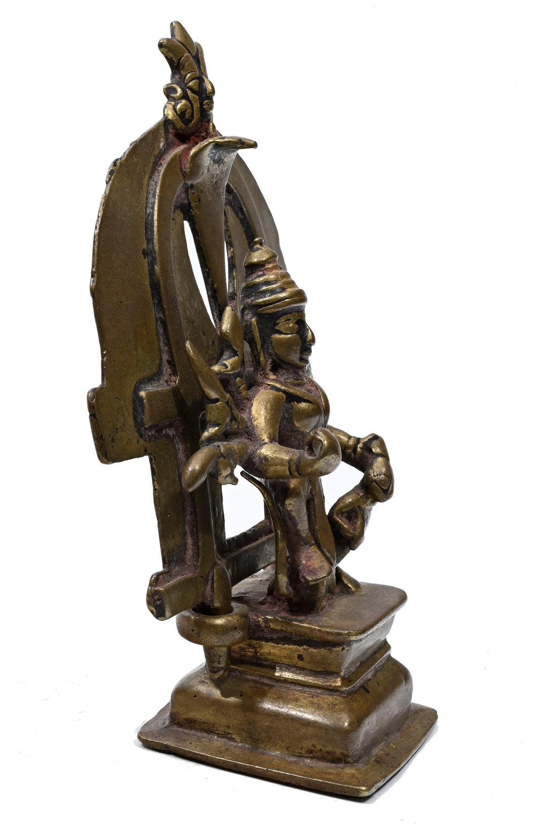 Indian Bronze Shrine depicting crowned Hindu Deity