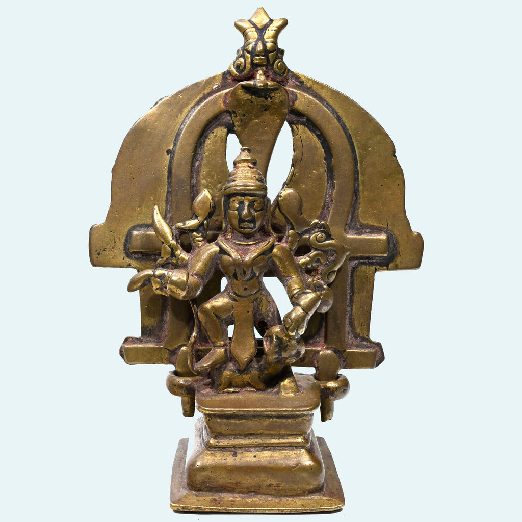 Indian Bronze Shrine depicting crowned Hindu Deity