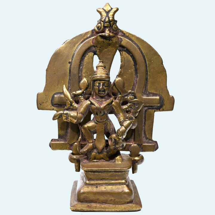 Indian Bronze Shrine depicting crowned Hindu Deity