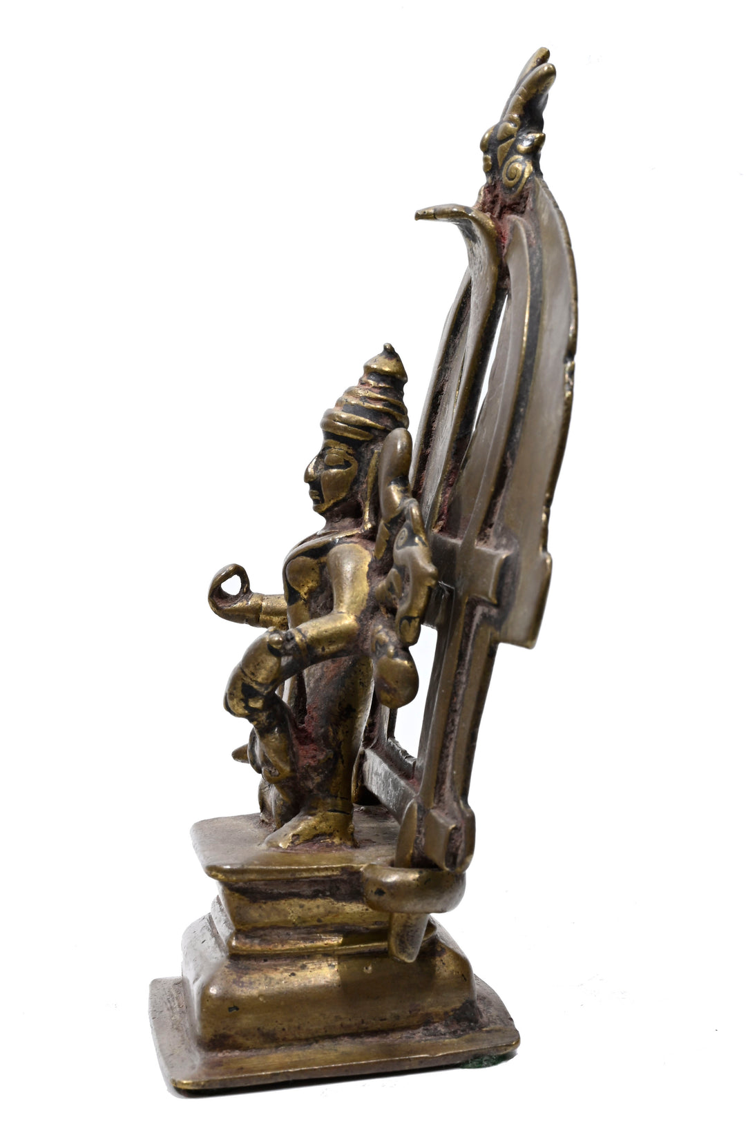 Indian Bronze Shrine depicting crowned Hindu Deity