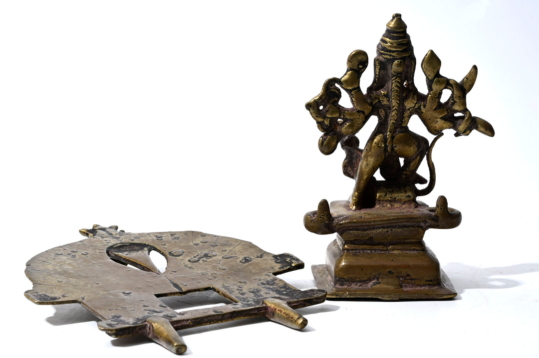 Indian Bronze Shrine depicting crowned Hindu Deity
