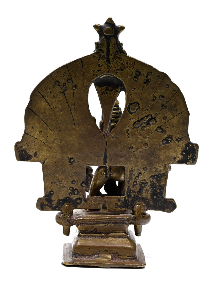 Indian Bronze Shrine depicting crowned Hindu Deity