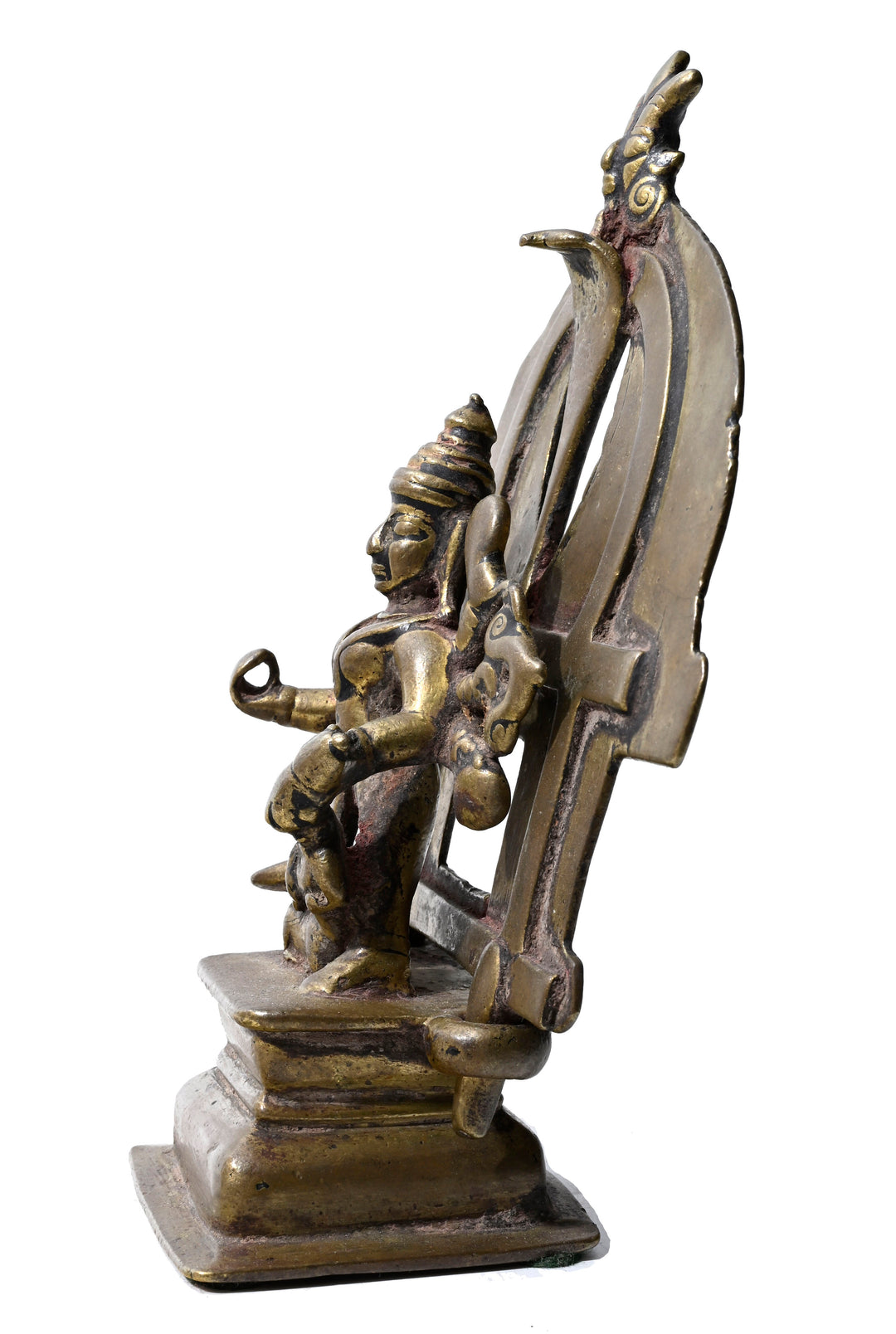 Indian Bronze Shrine depicting crowned Hindu Deity