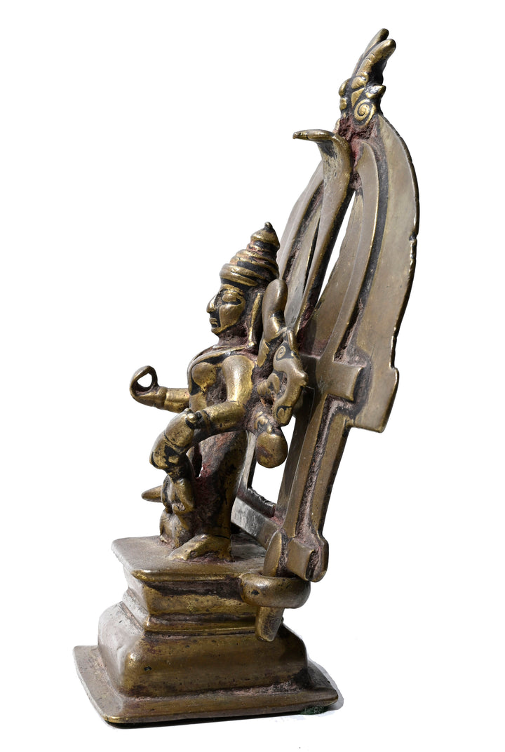 Indian Bronze Shrine depicting crowned Hindu Deity