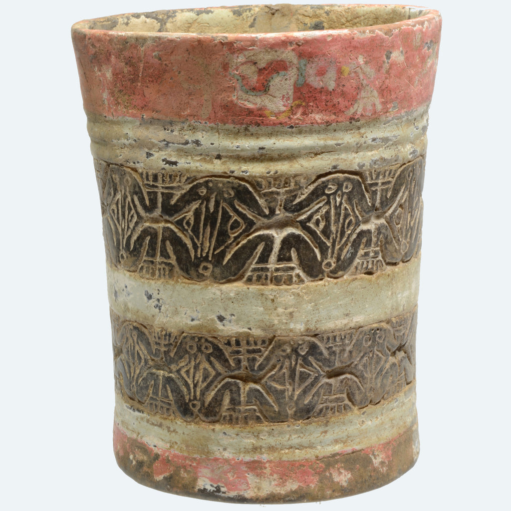 Mayan Incised Stucco Pottery Cylinder Vessel - Art for Eternity