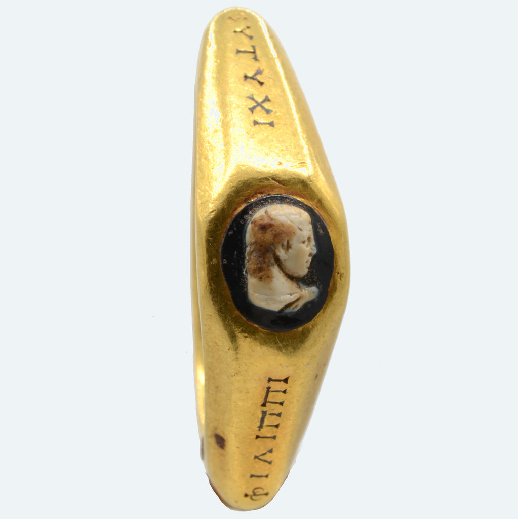 Roman Gold Cameo Inscribed Ring - Art for Eternity