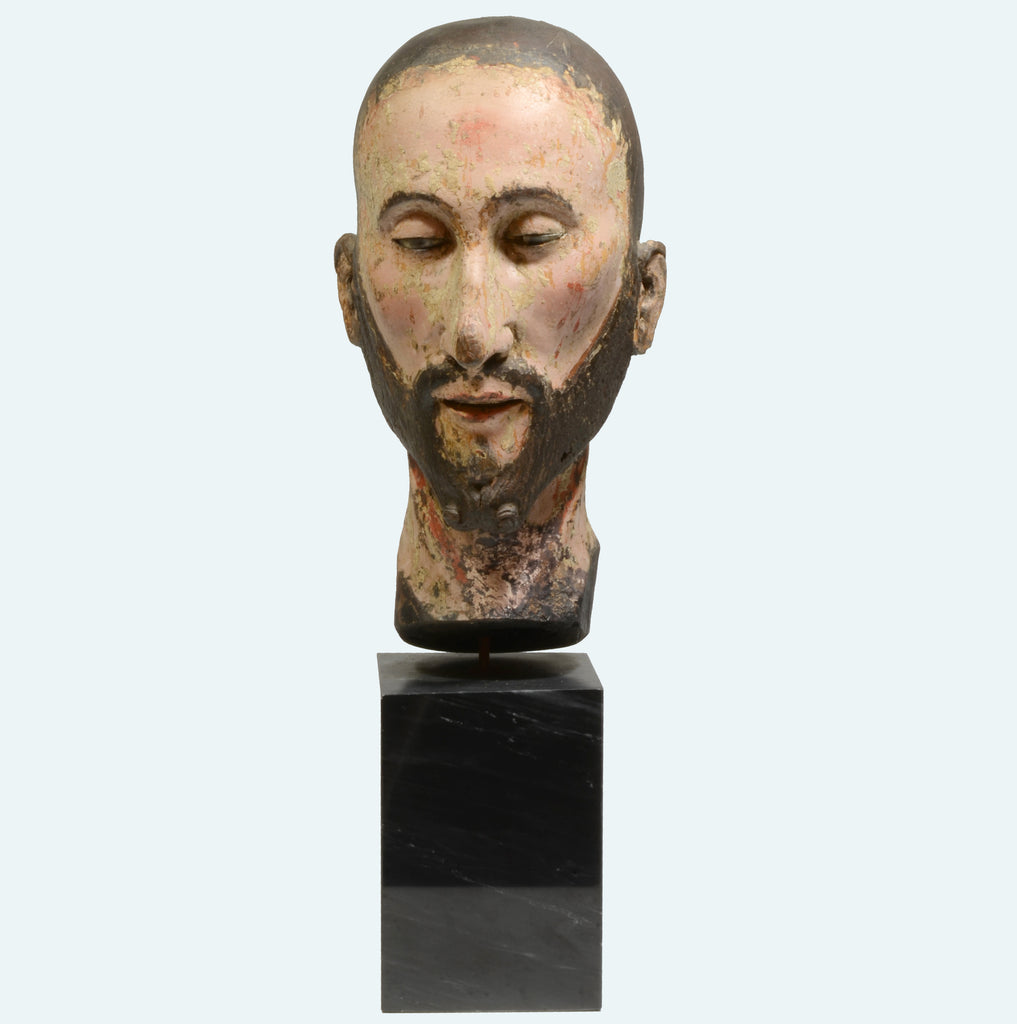 Spanish Colonial Polychrome Head of a Saint - Art for Eternity