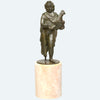 Hellenistic Bronze Standing Nude Youth Holding a Bird