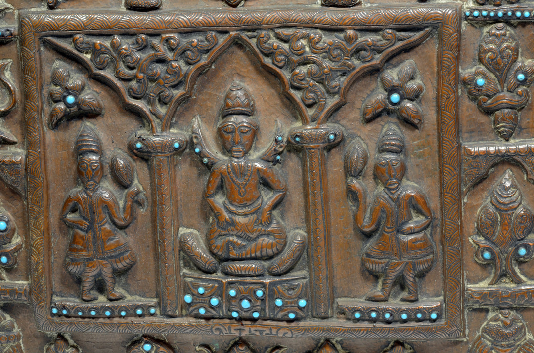 Nepalese  Buddhist Copper Repousse Plaque