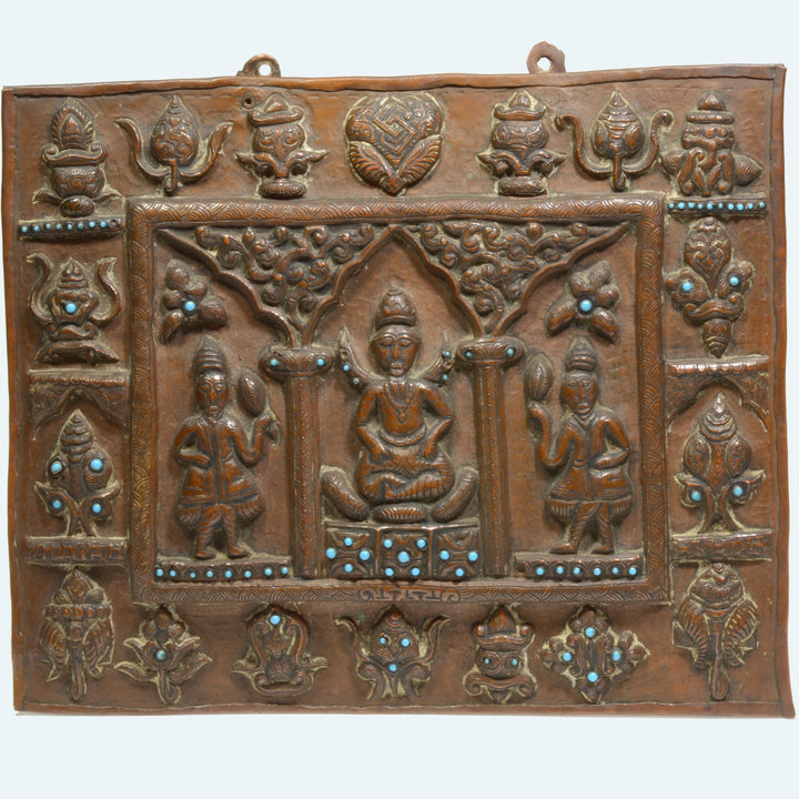 Nepalese  Buddhist Copper Repousse Plaque