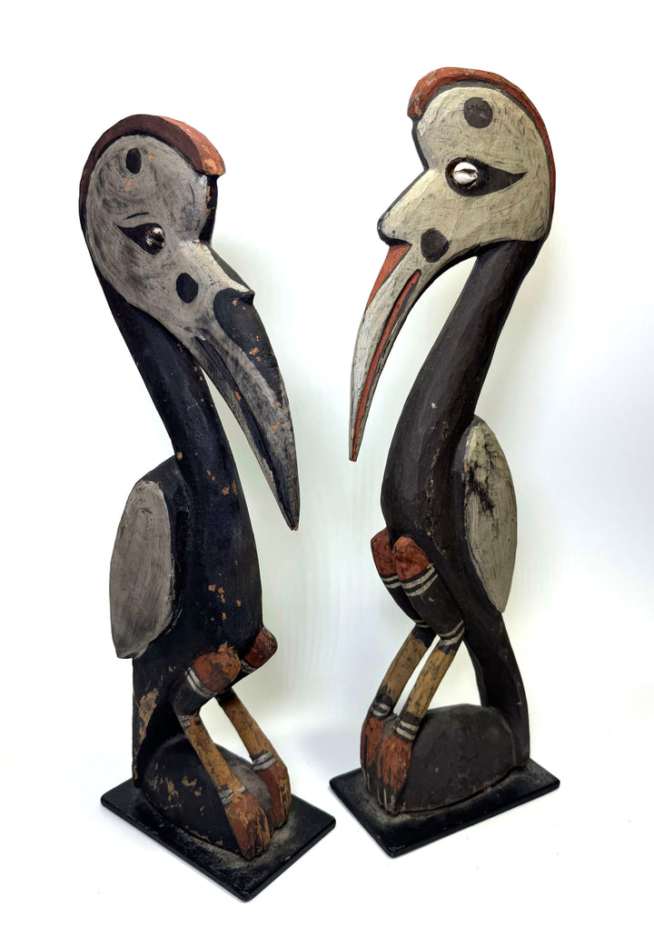 New Guinea Iatmul Carved Wood Pair Birds