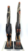 New Guinea Iatmul Carved Wood Pair Birds