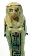 Egyptian turquoise glazed faience ushabti for the Priest of Amun, Nes-Ankhef-Maat