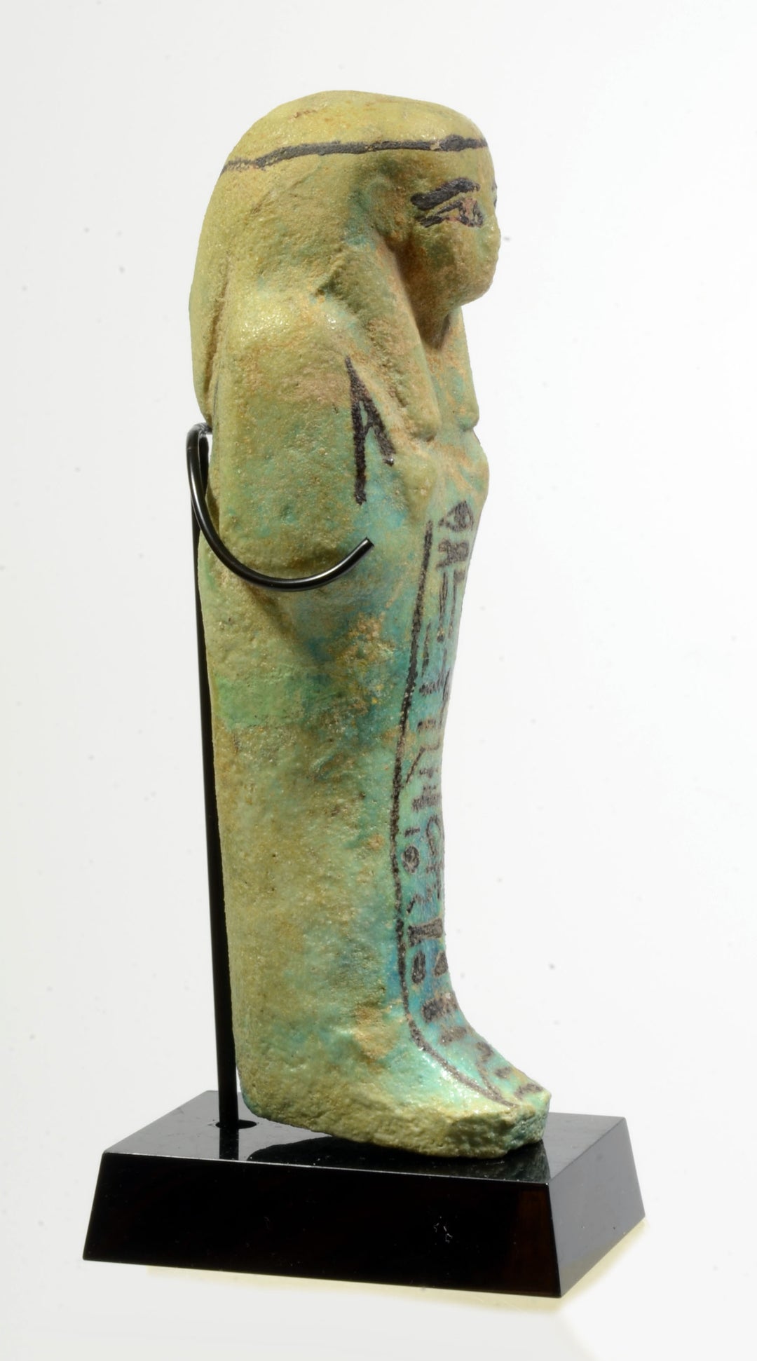 Egyptian turquoise glazed faience ushabti for the Priest of Amun, Nes-Ankhef-Maat