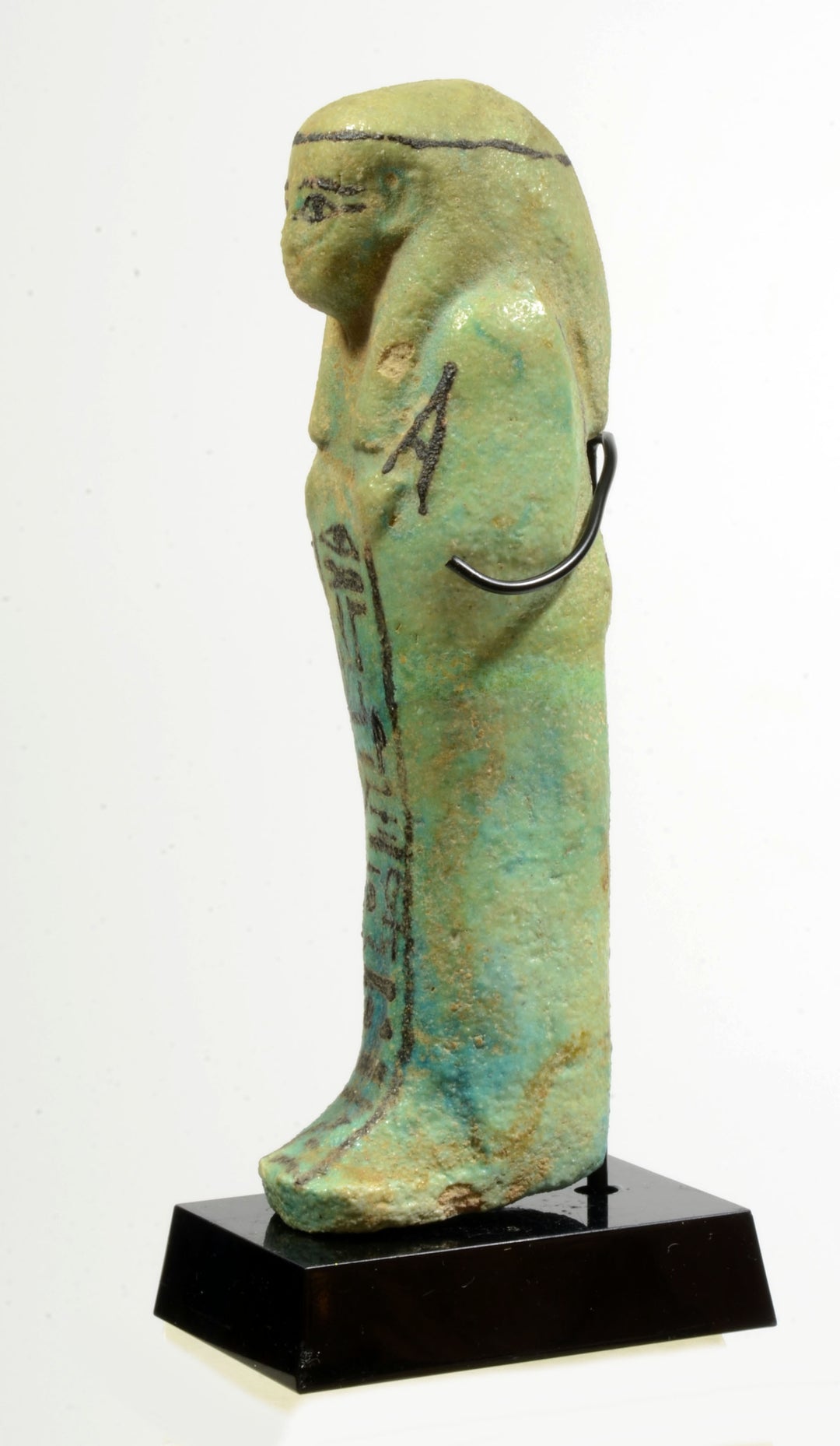 Egyptian turquoise glazed faience ushabti for the Priest of Amun, Nes-Ankhef-Maat