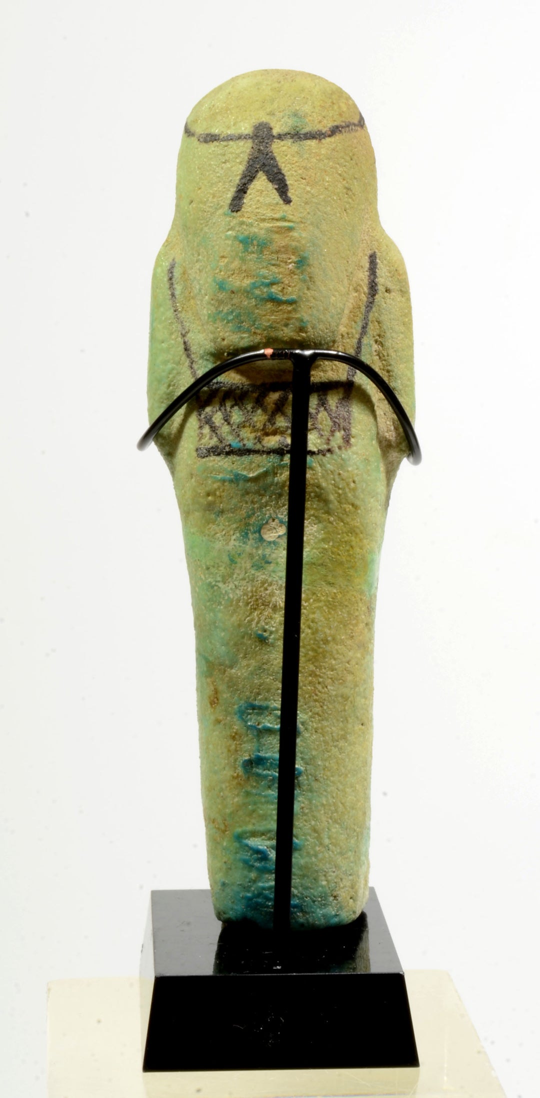 Egyptian turquoise glazed faience ushabti for the Priest of Amun, Nes-Ankhef-Maat