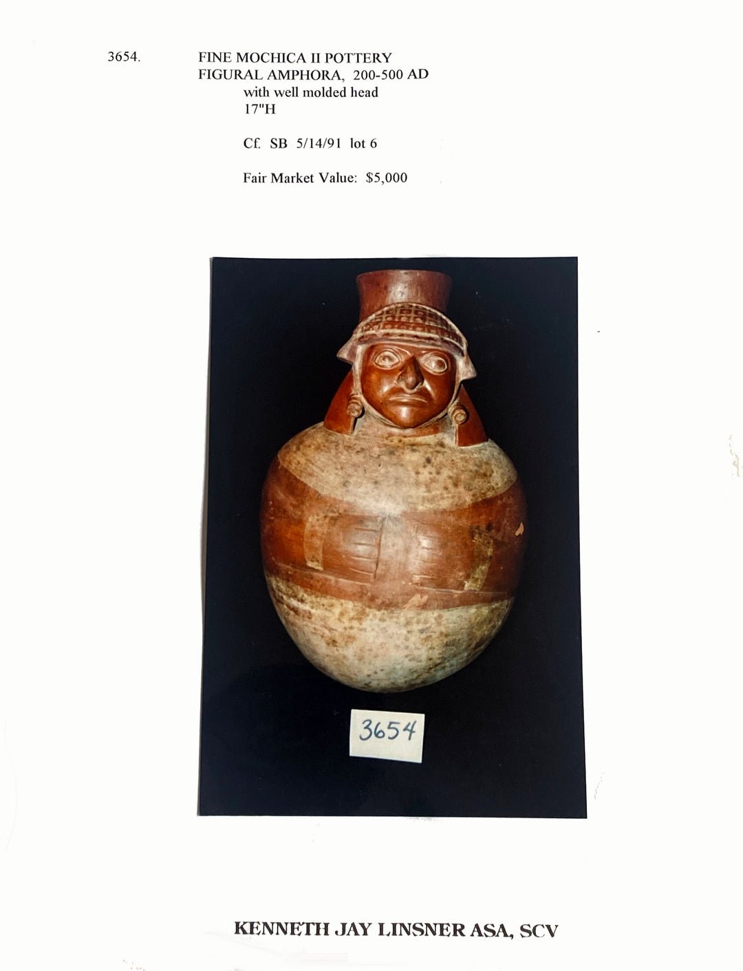 Large Moche Molded Figural Pottery Vessel