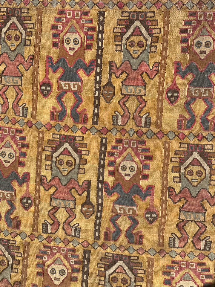 Chancay Camelid Textile Panel with Twelve Warriors