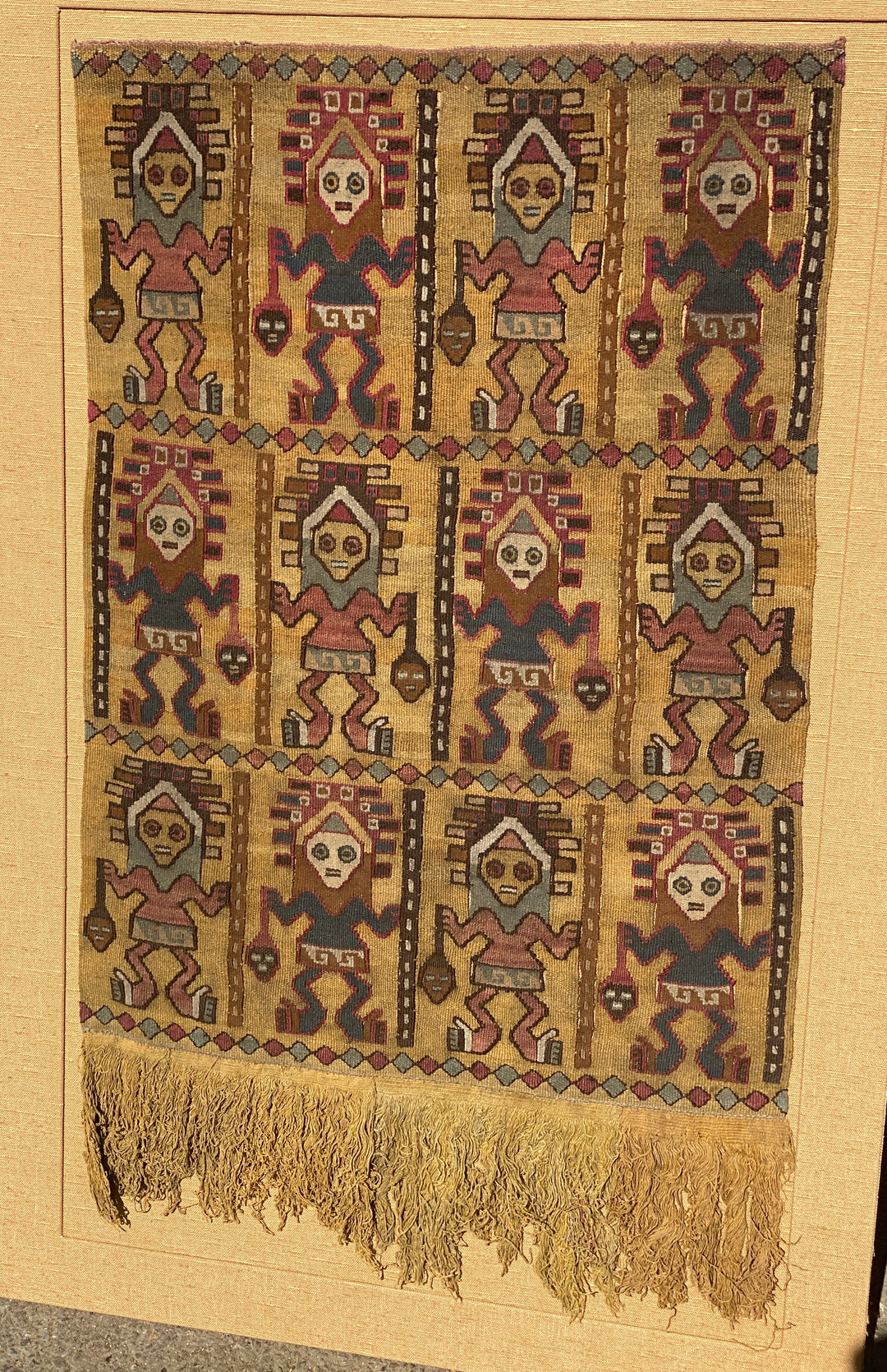 Chancay Camelid Textile Panel with Twelve Warriors