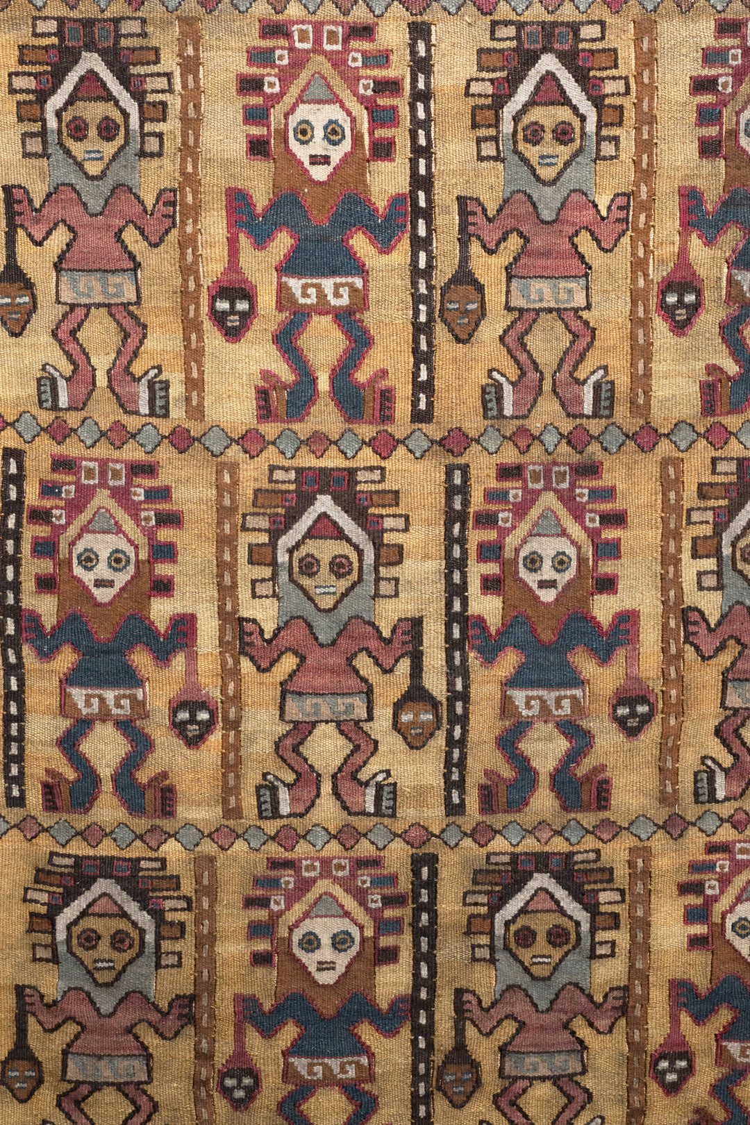 Chancay Camelid Textile Panel with Twelve Warriors