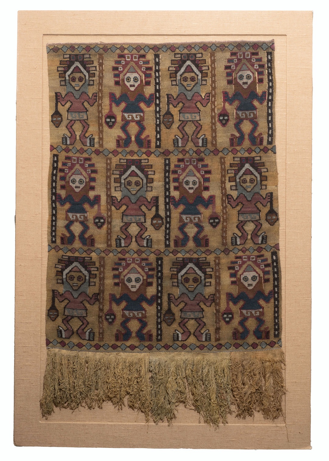 Chancay Camelid Textile Panel with Twelve Warriors