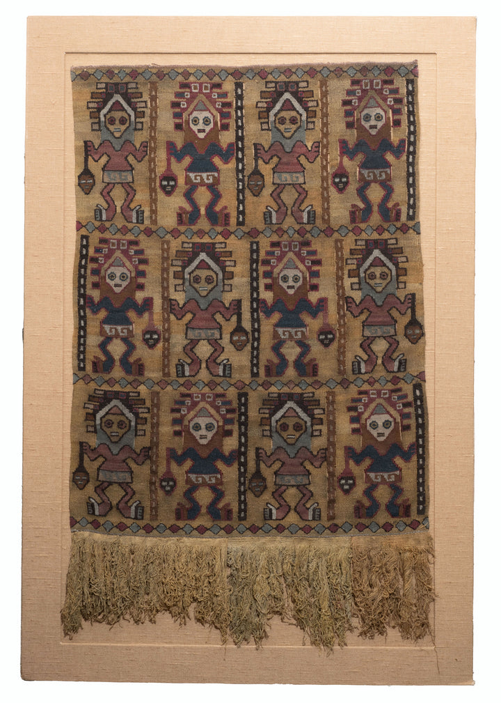 Chancay Camelid Textile Panel with Twelve Warriors