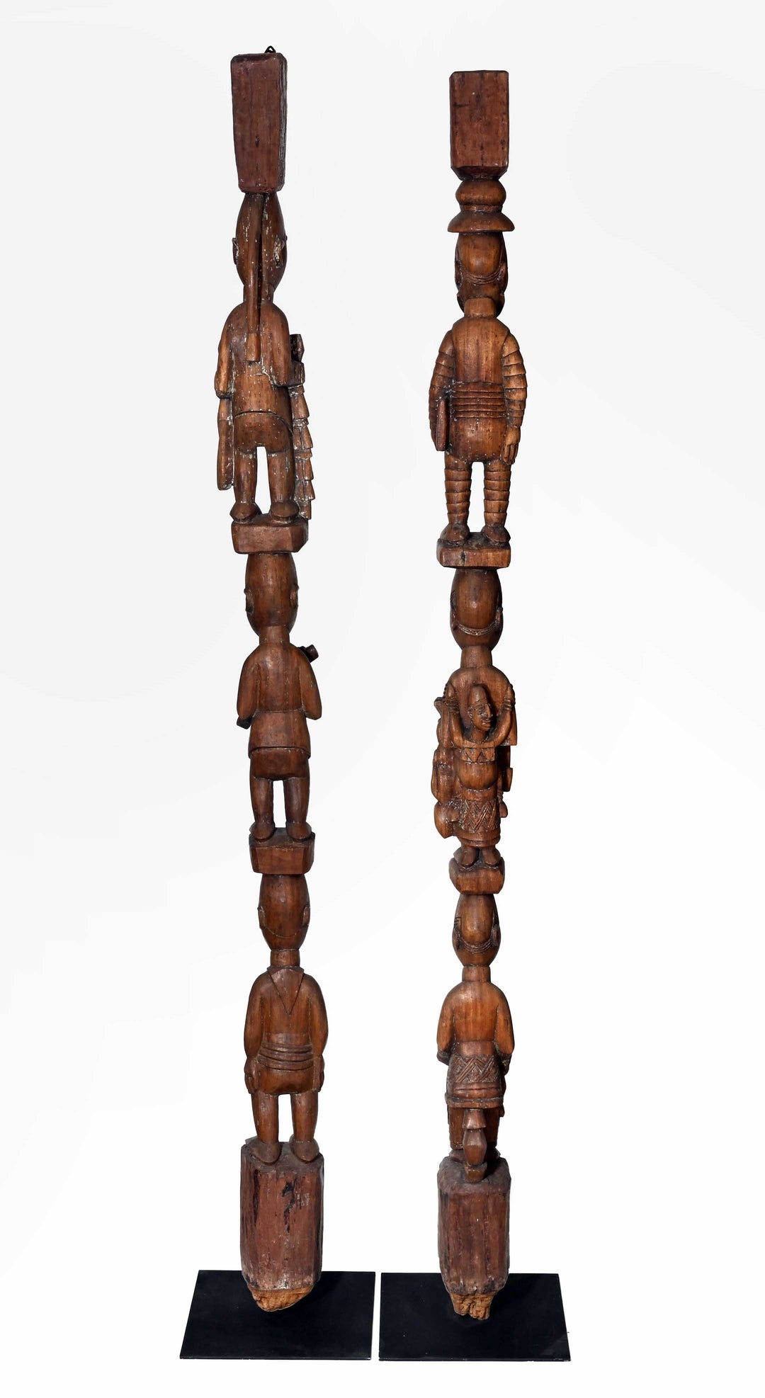 Fine Pair Yoruba House Posts Attributed to Obembe of Efon-Alaye
