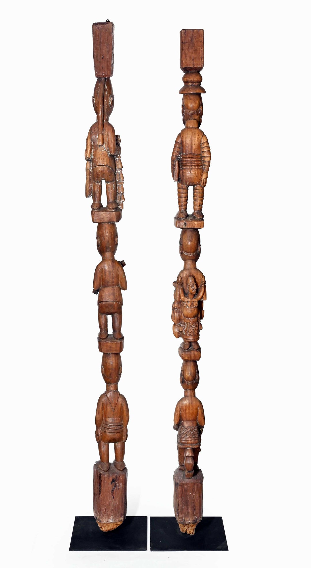 Fine Pair Yoruba House Posts Attributed to Obembe of Efon-Alaye