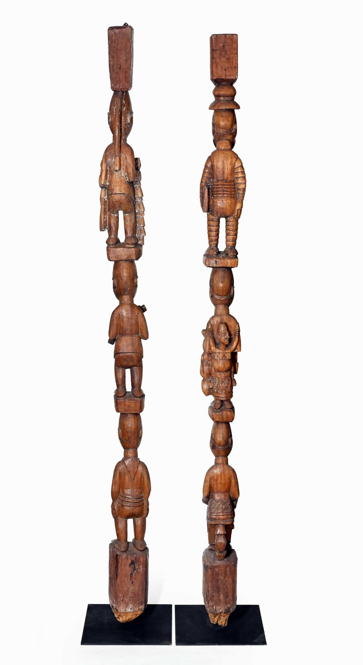 Fine Pair Yoruba House Posts Attributed to Obembe of Efon-Alaye